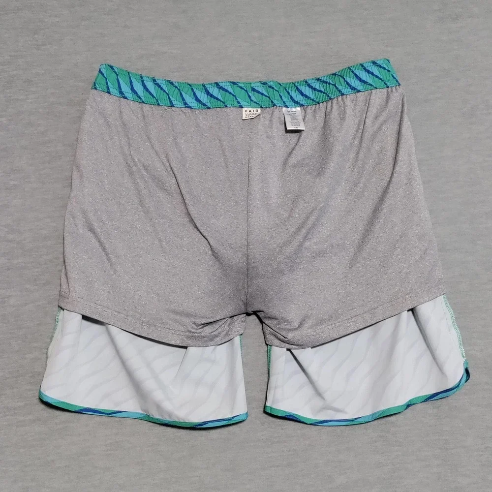 Fair Harbor Swim Trunks Mens XXL Geometric‎ Drawstring Lined Blue/Green